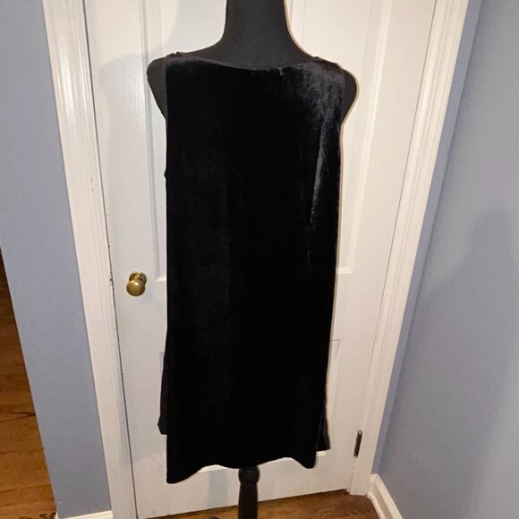 Eileen FisherEileen /fisher Black Velvet Silk V-Neck Dress, Sleeveless, Size Sma - Picture 8 of 10